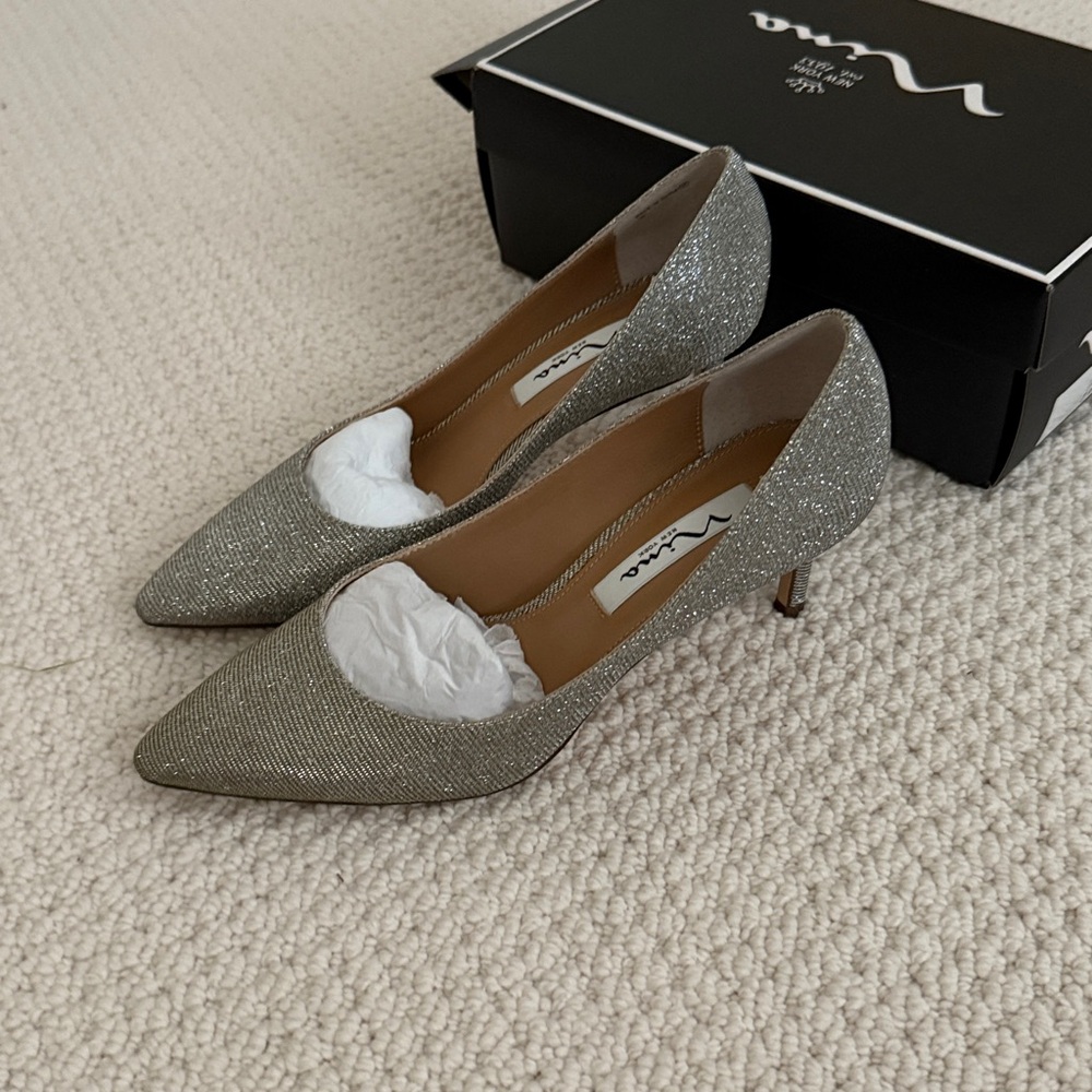 Nina 60 W Steel Luna Shine Silver Glitter Heels